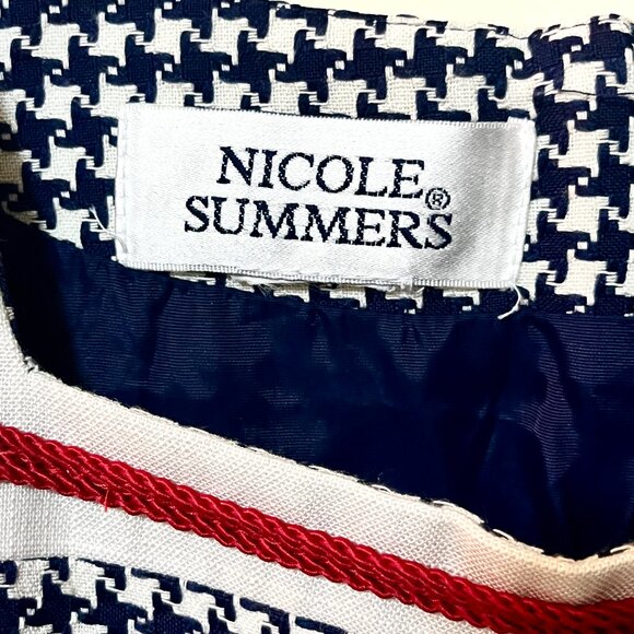 VINTAGE NICOLE SUMMERS Houndstooth Mini Dress Y2K Clueless Cher Holiday Party S - Picture 11 of 13